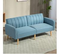 HomCom Sofá cama 2 plazas Moderno 173x75x73 cm Tapizado lino sintético Respaldo 3 niveles Azul claro