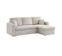 Sofá Cama De Pana, 3 Plazas, Gris Beige