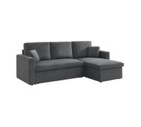 sweeek-Sofá Cama de Pana, 3 plazas Gris Oscuro - 220x146x83 cm