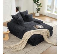 Sofá Cama de Pana con Espuma, para Salón, Gris, 165x135x58 cm