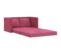 Sofá cama de suelo 2 en 1 terciopelo rojo tinto 122x204x55 cm