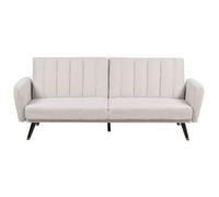 Sofá Cama De Tela Tapizado Convertible Reclinable Panel De Respaldo Acolchado Beige Vimmerby