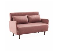 Sofá Cama De Terciopelo Con Patas De Madera, 2 Plazas, Rosa Viejo