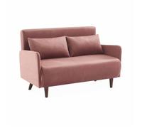 Sofá Cama De Terciopelo Con Patas De Madera, 2 Plazas, Rosa Viejo