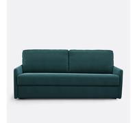 Sofá cama de terciopelo, espuma Marta. Talla 3 plazas. Color verde esmeralda