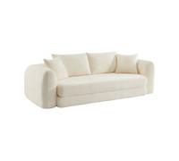 sweeek - Sofá cama en borreguito texturizado, 3 plazas , Sweeetch , 243x112x83 Blanco roto