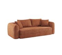 sweeek - Sofá cama en borreguito texturizado, 3 plazas , Sweeetch , 243x112x83 Terracota