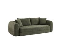 sweeek - Sofá cama en borreguito texturizado, 3 plazas , Sweeetch , 243x112x83 Verde kaki