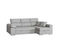 Sofá cama esquinero 3 plazas milano - chaise longue derecho con almacenaje, asientos deslizantes, gris 260x98x98 cm