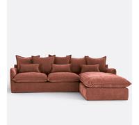 Sofá cama esquinero derecho desenfundable, 4 plazas, poliéster jaspeado, ODNA. Talla ángulo derecho. Color Ladrillo rosado