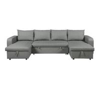 Sofá Cama Esquinero Panorámico "victor" De Tela - 4 Plazas - Gris