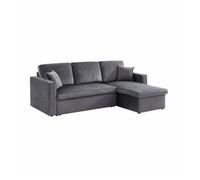 Sofá cama esquinero reversible con espacio de almacenamiento, 3 plazas gris oscuro - 220x146x83 cm
