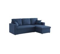 Sofá cama esquinero reversible con espacio de almacenamiento, 3 plazas, ida, azul, 220x146x83 cm