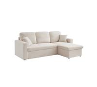 Sofá Cama Esquinero De Borreguito, 3 Plazas, Crema
