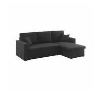 Sofá cama esquinero reversible con espacio de almacenamiento, 3 plazas, ida, negro, 220x146x83 cm