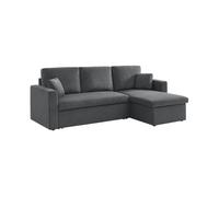 sweeek-Sofá Cama de Pana, 3 plazas Gris Oscuro - 220x146x83 cm