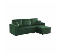 Sofá cama esquinero reversible con espacio de almacenamiento, 3 plazas verde ingles - 220x146x83 cm
