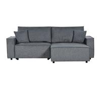 Sofá Cama Esquinero Seccional Moderno De Tela De Poliéster Respaldo Tapizado Con Cojines Sala De Estar Izquierdo Gris Oscuro Karila