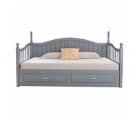 Sofá cama extensible 90/180*190 cm - con columnas romanas, respaldo curvado, reposabrazos, cajones y somier - gris