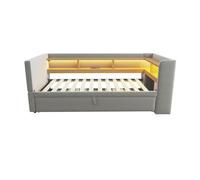 Sofá cama extensible 90/180*190cm - con luces led, enchufes y múltiples compartimentos - gris claro