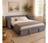 Sofa Cama Extensible 90/180x200 cm, Sofa Cama 2 Plazas, Cama Nido De La Misma Altura, Cama con Somieres Y Respaldo, Cama Tapizada para Dormitorio Y Sala De Estar, Tela De Terciopelo, Sin Colchón