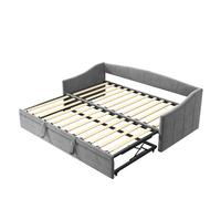 Sofá cama extensible Superaly de 90/180 x 200 cm, sofá cama tapizado extensible con cama para invitados, sofá cama extensible a cama doble con tejido de terciopelo, sofá cama para 2 adultos, sin colch