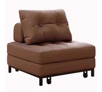 Sofá cama extraíble con marco de acero al carbono y cojines de cuero antiarañazos, cama de invitados portátil con ruedas para un uso versátil