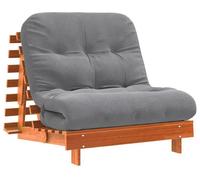 Sofá cama - Futón con colchón y estructura de madera de pino - Tapizado en terciopelo - 80x206x11 cm