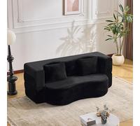 Sofá Cama Futón de Espuma, para Salón y Dormitorio, Negro, 180x55x70 cm