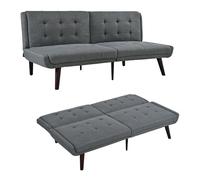 Sofá cama futón plegable de 146 cm, sofá cama con respaldo ajustable en 5 posiciones, tejido de mezcla de lino para espacios pequeños, soporta hasta 250 kg, para salón, habitación de invitados