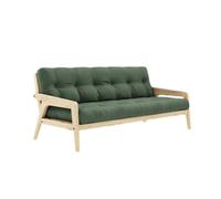 Sofá cama Grab, pino lacado transparente/verde oliva 756