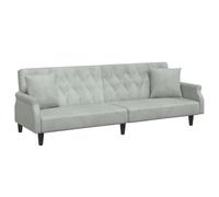 Sofá Cama Gris Claro Terciopelo con Reposabrazos y Respaldo Ajustable | Terciopelo suave,reposabrazos acolchados,almohadas incluidas,marco contrachapado,instrucciones de montaje