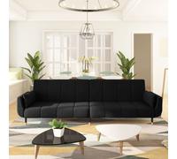 Sofá cama Hirina 2 plazas respaldo ajustable con almohadas 69x220x84,5 cm Black Universal