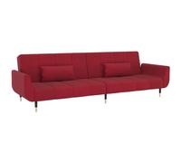 Sofá cama Hirina 2 plazas respaldo ajustable con almohadas 69x220x84,5 cm Maroon Universal