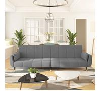 Sofá Cama Hirina 2 Plazas Respaldo Ajustable Con Almohadas Gris Claro 69x220x84,5 Cm