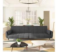 Sofá Cama Hirina 2 Plazas Respaldo Ajustable Con Almohadas Gris Oscuro 69x220x84,5 Cm