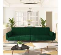 Sofá Cama Hirina 2 Plazas Respaldo Ajustable Con Almohadas Verde Oscuro 69x220x84,5 Cm