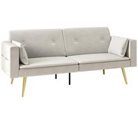 Sofá cama HOMCOM, con cubierta de felpa y estructura de madera, ideal para salones o habitaciones de invitados