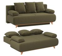 Sofá cama HOMCOM de 188x140 cm, sofá de 3 plazas con función de cama, espacio de almacenamiento, color verde oscuro