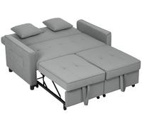 Sofá cama HOMCOM, sofá de 2 plazas con función de cama, incluye cojines, tapizado con apariencia de terciopelo, color gris