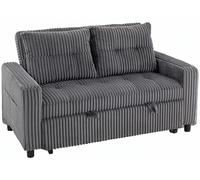 Sofá cama HOMCOM, sofá de 2 plazas de 157x190 cm con respaldo ajustable, color gris claro