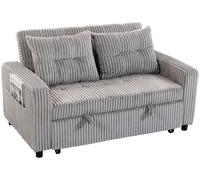 Sofá cama HOMCOM, sofá de 2 plazas de 157x190 cm con respaldo ajustable, color gris claro