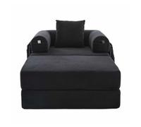 Sofá cama individual 1 plaza - diseño ergonómico, marco de metal estable, cojín incluido - negro