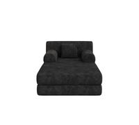 Sofá cama individual 1 plaza - sillón reclinable de pana con reposapiés, respaldo alto, estructura metálica, espuma de alta densidad, portavasos y bolsillos laterales - negro