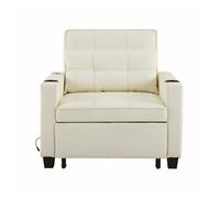 Sofá cama individual - 3 en 1 con función reclinable, portavasos y usb para espacios pequeños - blanco