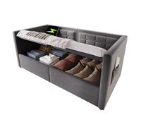Sofá cama individual de terciopelo 90x190cm con almacenaje,gris