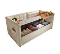 Sofá cama individual de terciopelo 90x200cm con almacenaje,beige
