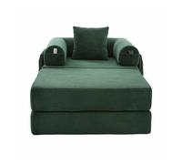 Sofá cama individual - diseño ergonómico, estructura metálica estable, cojines cómodos, incluye bolsillo lateral - verde esmeralda
