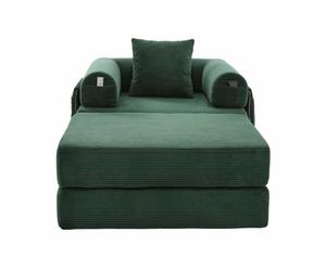Sofá cama individual - diseño ergonómico, estructura metálica estable, cojines cómodos, incluye bolsillo lateral - verde esmeralda