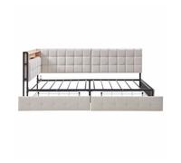 Sofá cama infantil 90x200 - 2 cajones, lámpara led de noche, puertos usb y tipo c - beige